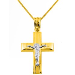 Χρυσός βαπτιστικός σταυρός Κ14 με αλυσίδα